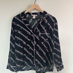 Victoria's Secret Women’s Black Small Button Down Sleep Top